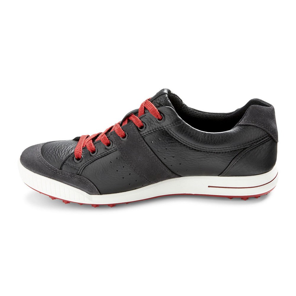 ECCO Mens Golf Shoes Black/Red - Original Street - NLH-518304